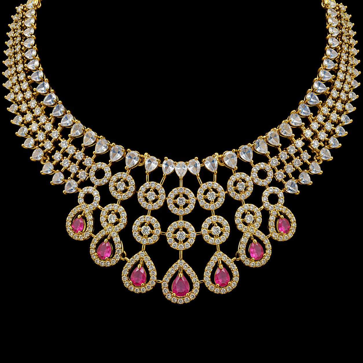 Luxury Ruby Red Necklace and Earrings Set for Women