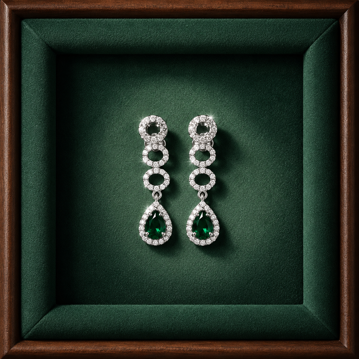 Elegant Emerald Crystal Necklace & Earring Set for Women | Luxury Bridal Jewelry Set