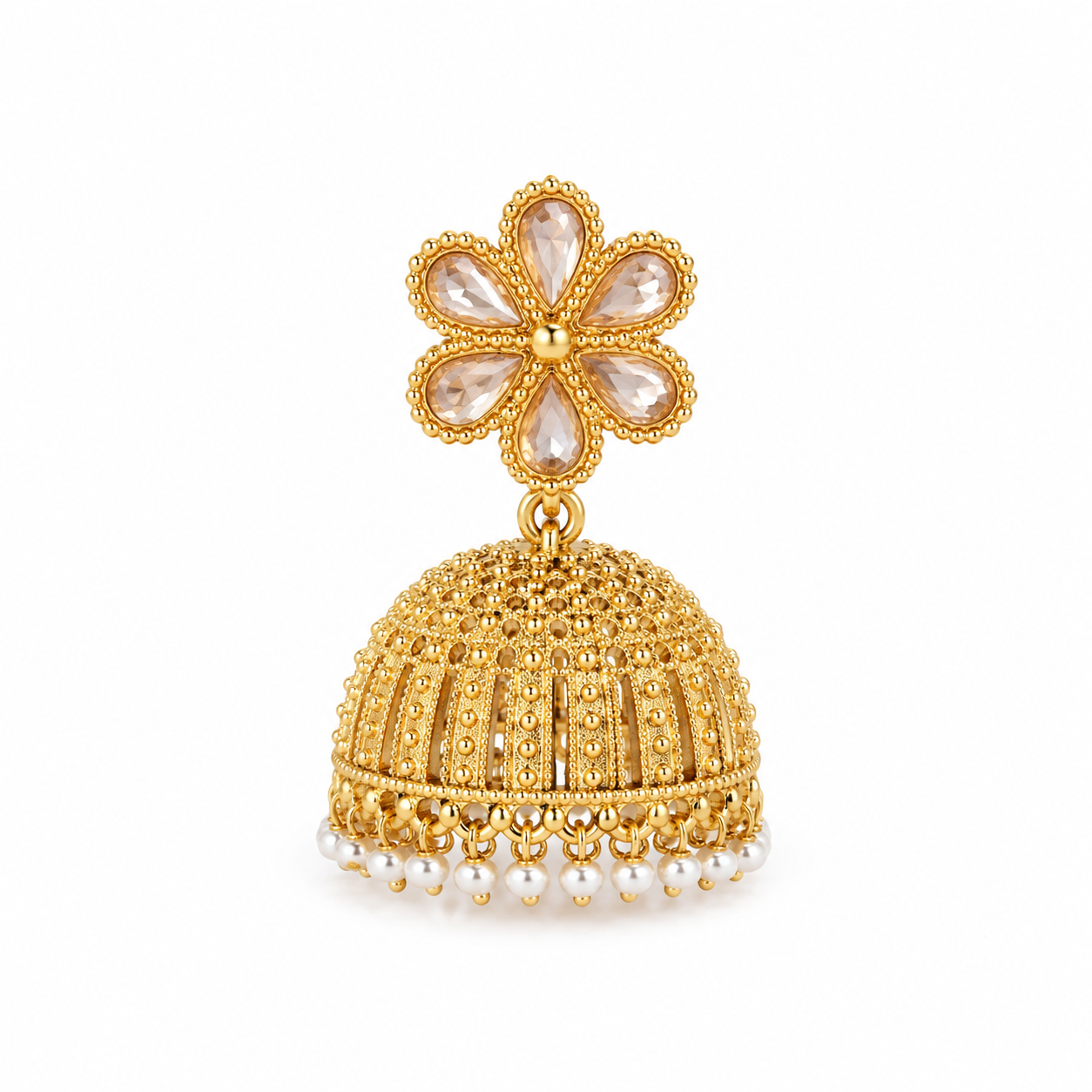 Floral Pearl Jhumka Earrings for Women