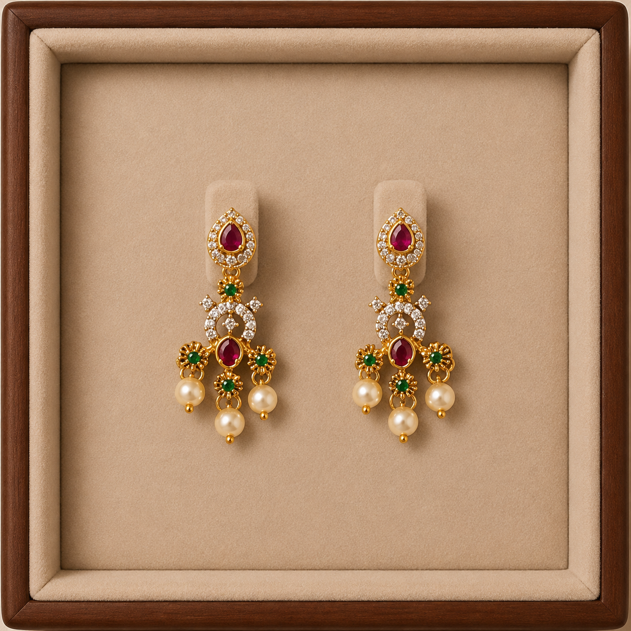Royal Bridal Necklace & Earring Set for Women | Traditional Pearl Drop Jewelry