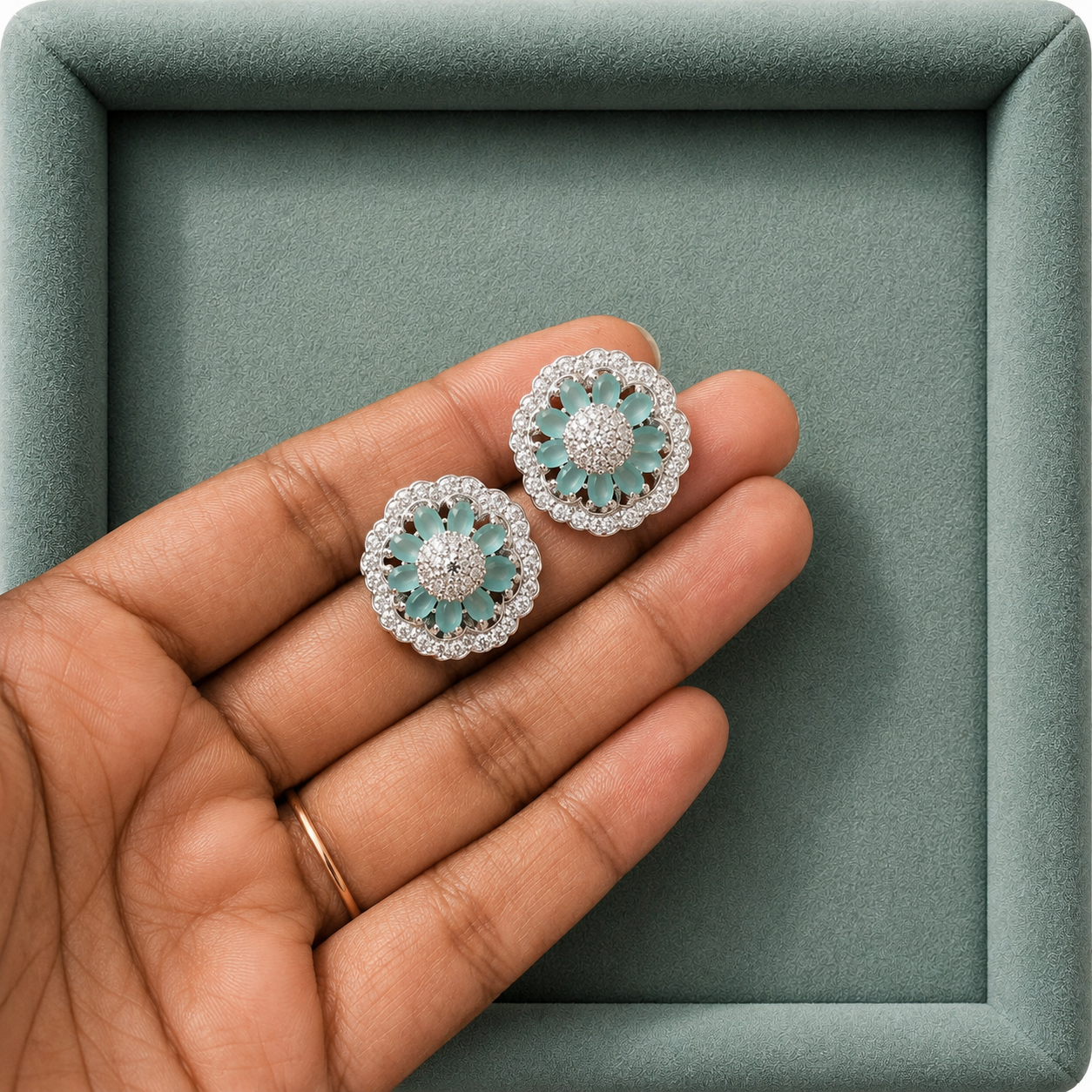 Elegant Floral Crystal Stud Earrings for Women | Designer Everyday Party Wear Earrings