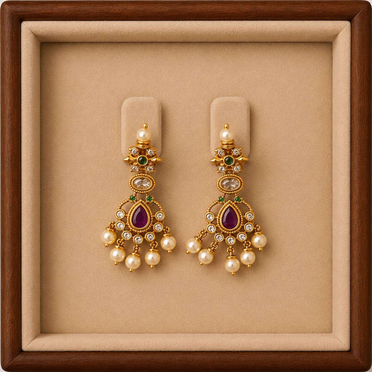 Royal Temple Style Necklace & Earring Set for Women | Traditional Bridal Jewelry