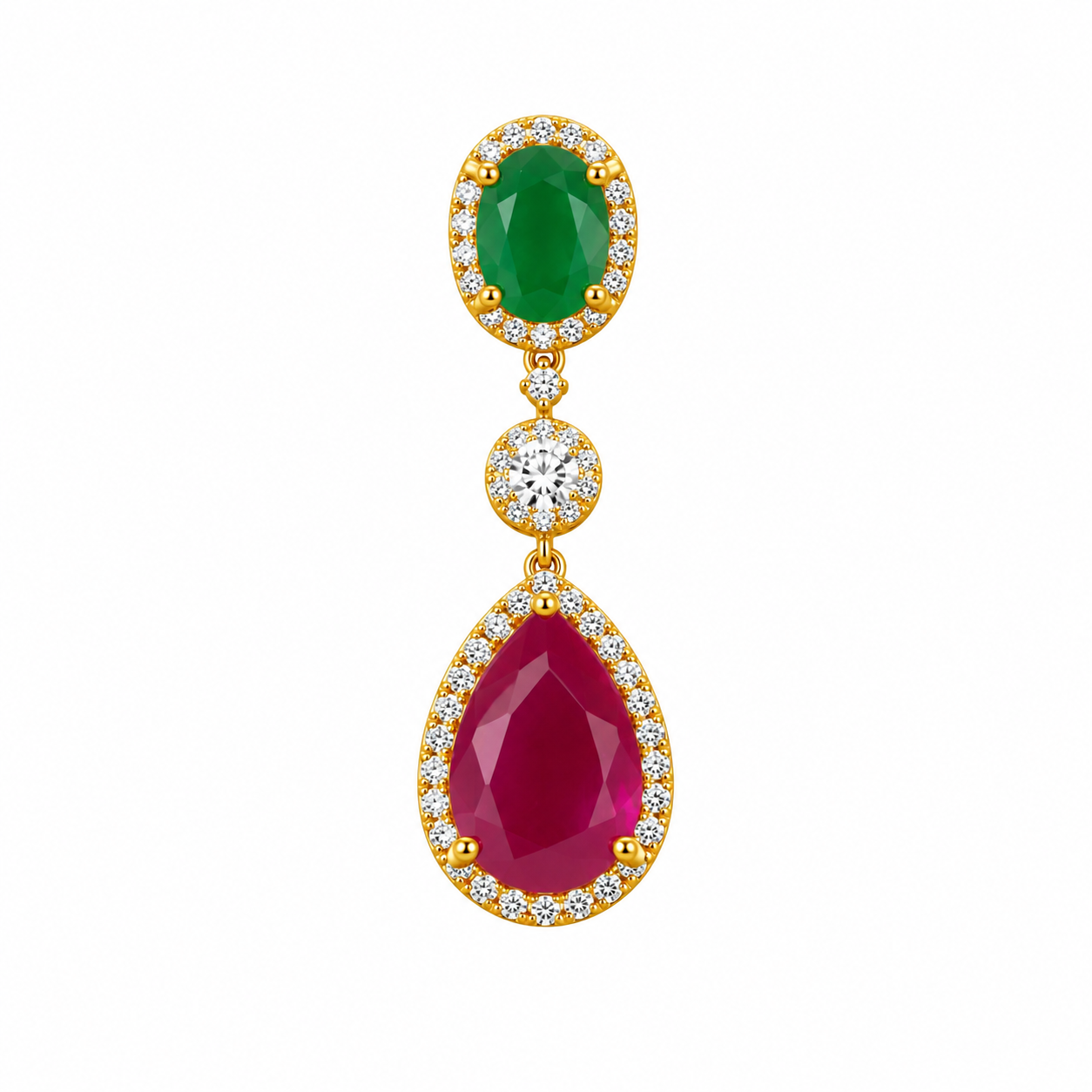 Ruby & Emerald Teardrop Necklace Set with Matching Earrings for Women