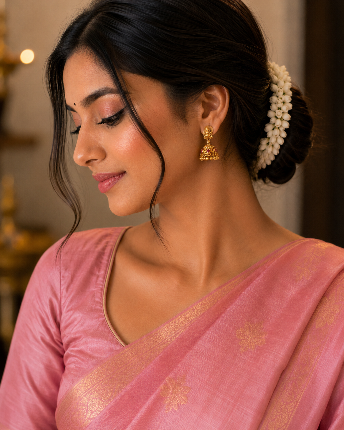 Lakshmi Temple Jhumka Earrings (Classic) for Women