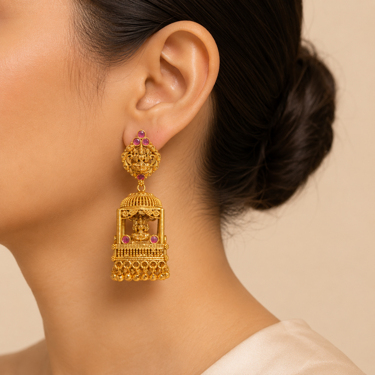 Temple Lakshmi Jhumka Earrings for Women