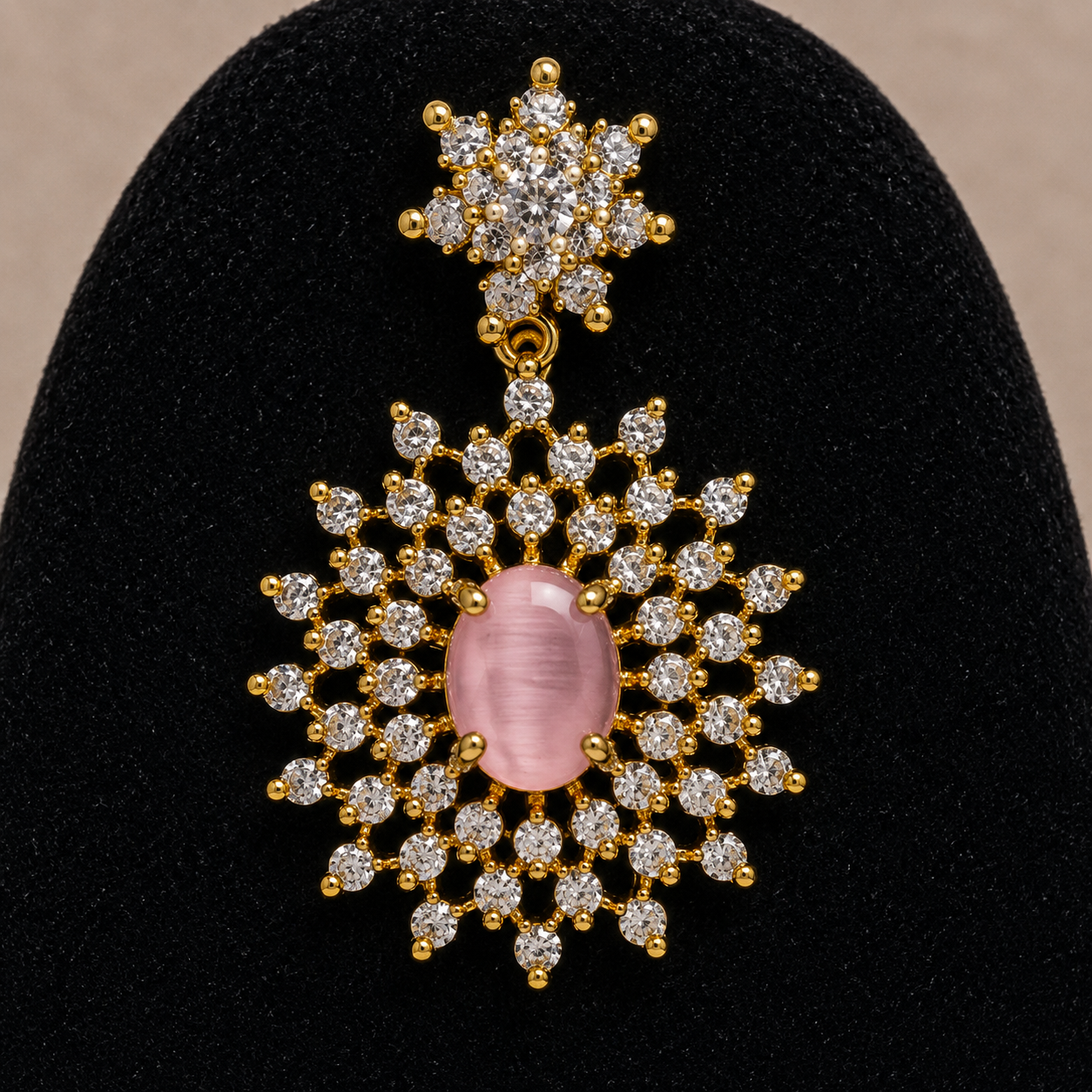 Premium Pink Stone Jewelry Set with Earrings for Women