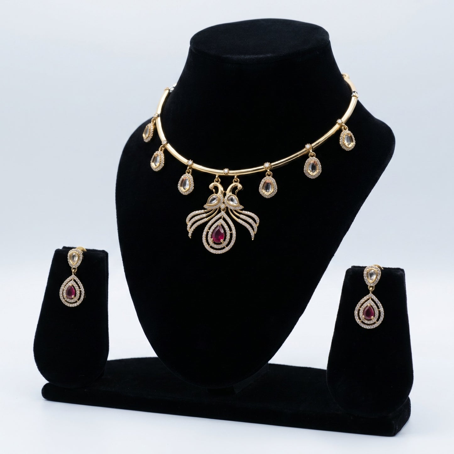 Blush Drop Charm Necklace for Women | Elegant Pink Drop Party & Festive Jewelry