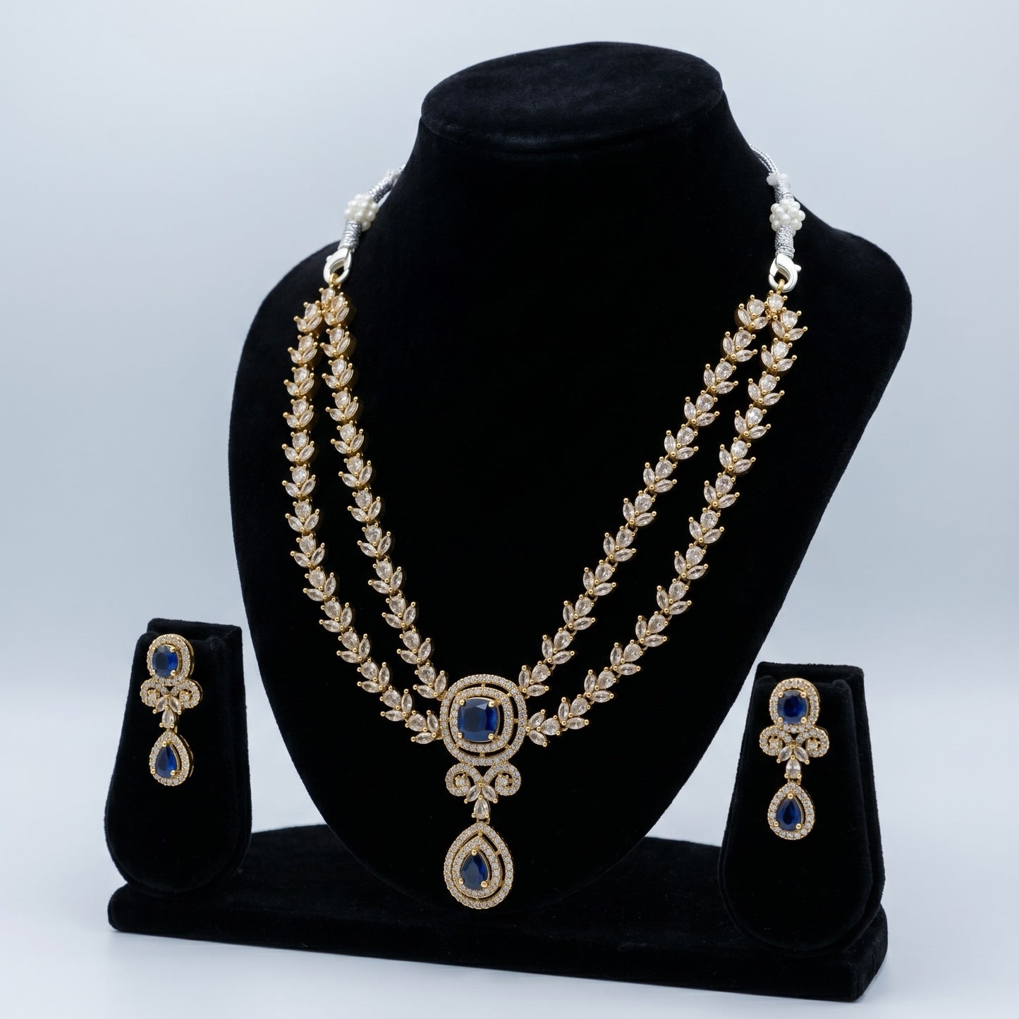 Royal Sapphire Layered Necklace – Premium Blue Statement Jewelry for Weddings & Festive Wear