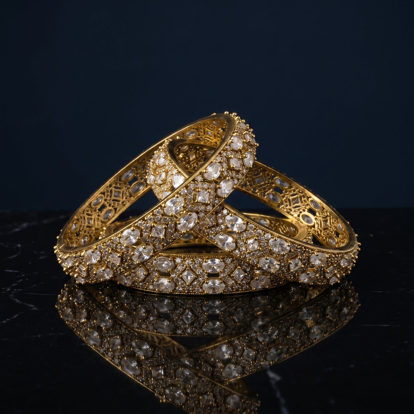 Elegant Gold Tone Kundan Stone Bangle Set for Women | Bridal & Festive Jewelry