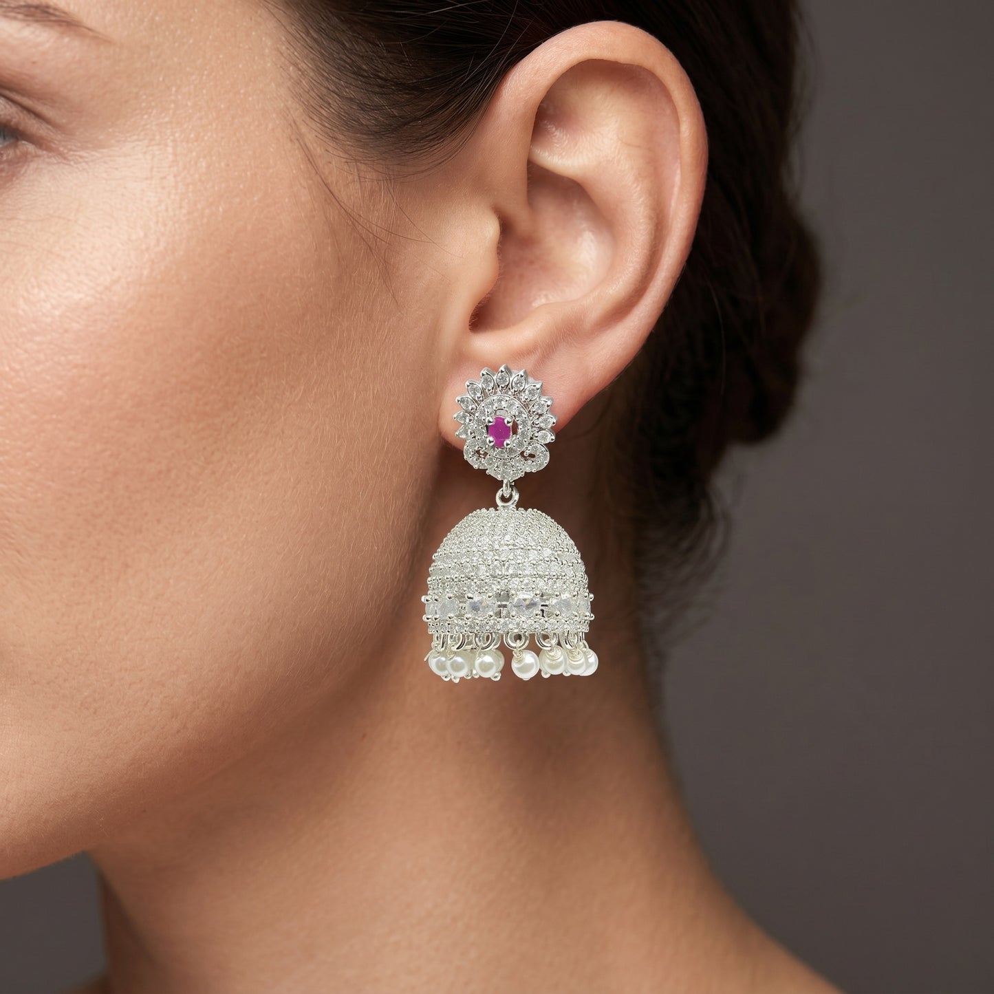 Glowing Pearl Drop Jhumka Earrings for Women | Traditional & Festive Jewelry