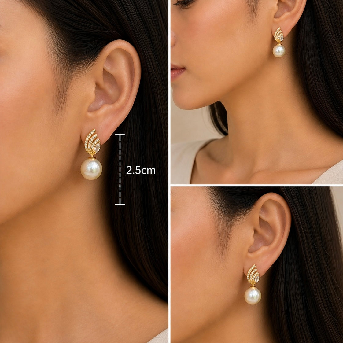 Elegant Pearl Drop Earrings for Women | Designer Crystal Party Wear Earrings
