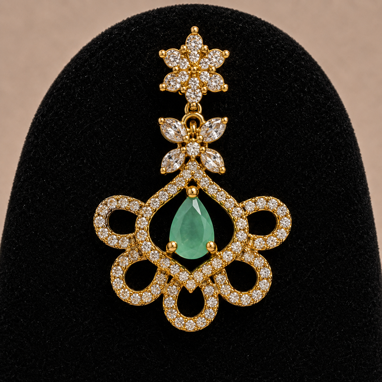 Designer Mint Green Necklace and Earrings Set for Women