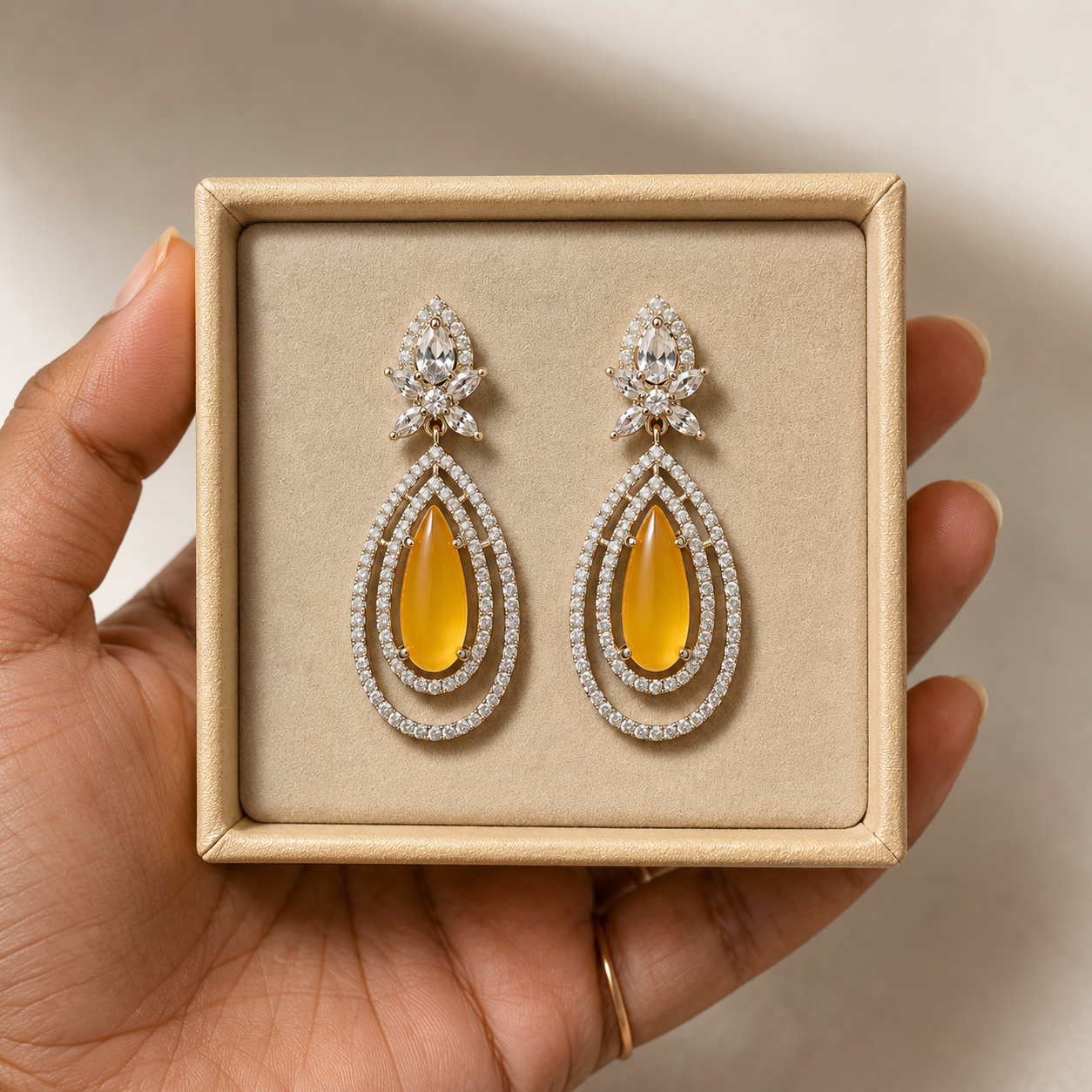 Elegant Teardrop Crystal Earrings for Women | Designer Statement Party Wear Earrings