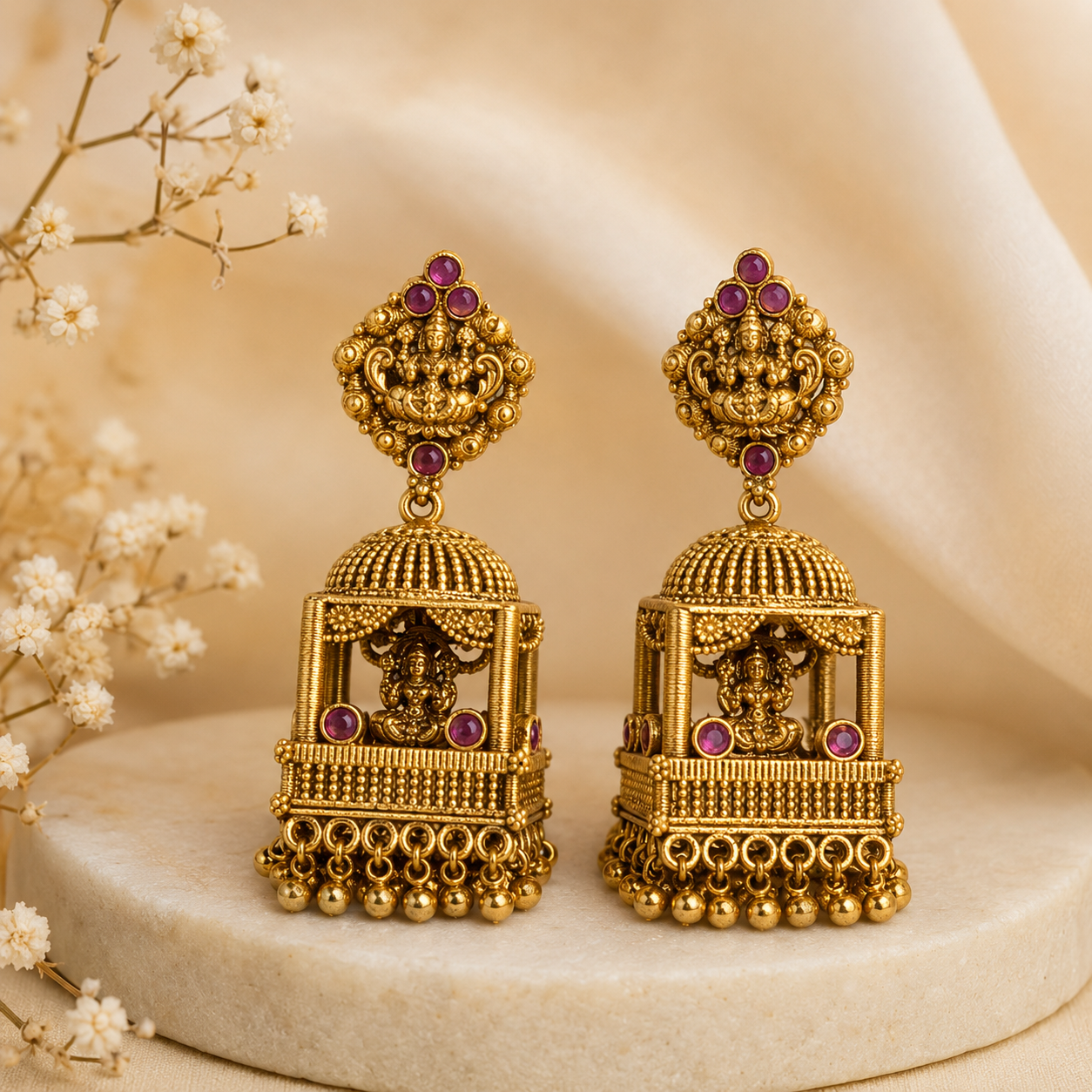 Temple Lakshmi Jhumka Earrings for Women