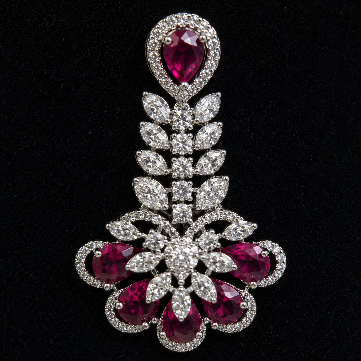 Ruby Red American Diamond Necklace Set with Matching Earrings for Women