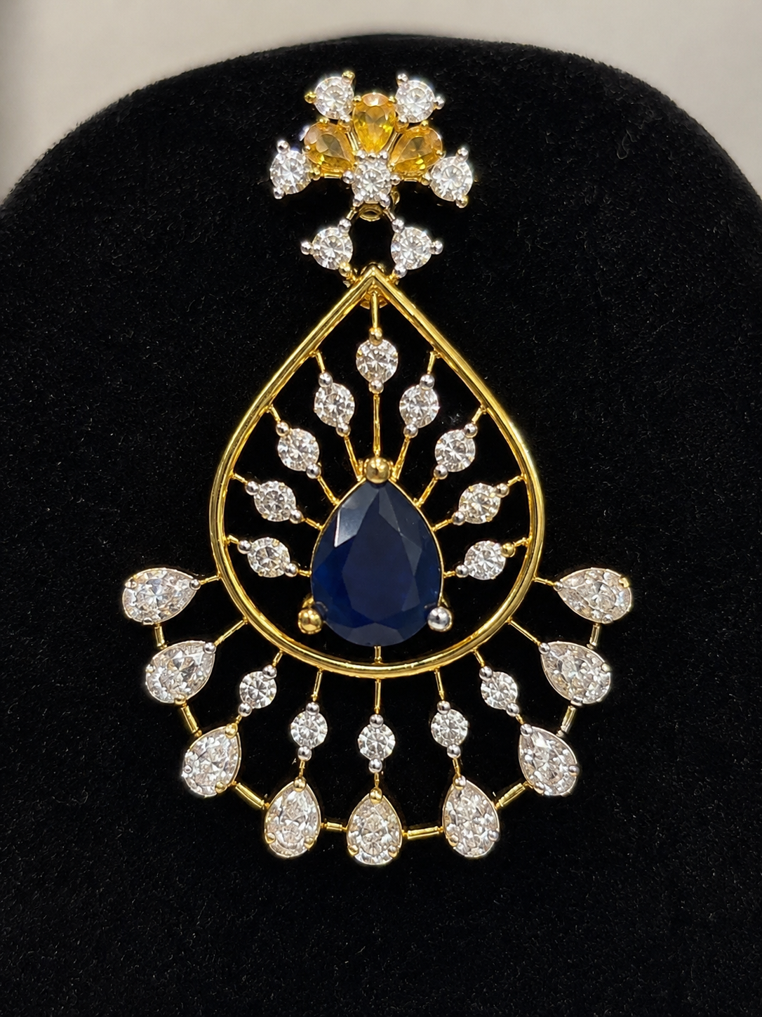 Blue Teardrop Crystal Necklace Set with Matching Earrings for Women