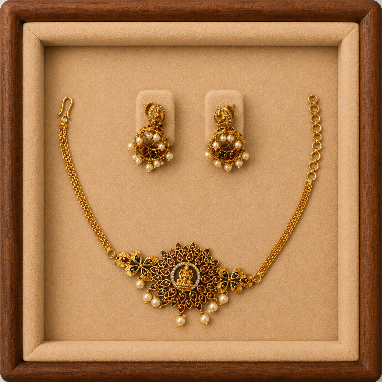 Traditional Temple Choker Necklace & Jhumka Set for Women | Ethnic Bridal Jewelry