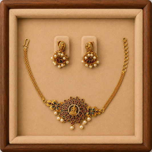 Traditional Temple Choker Necklace & Jhumka Set for Women | Ethnic Bridal Jewelry