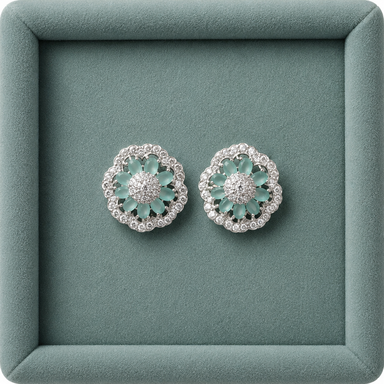 Elegant Floral Crystal Stud Earrings for Women | Designer Everyday Party Wear Earrings