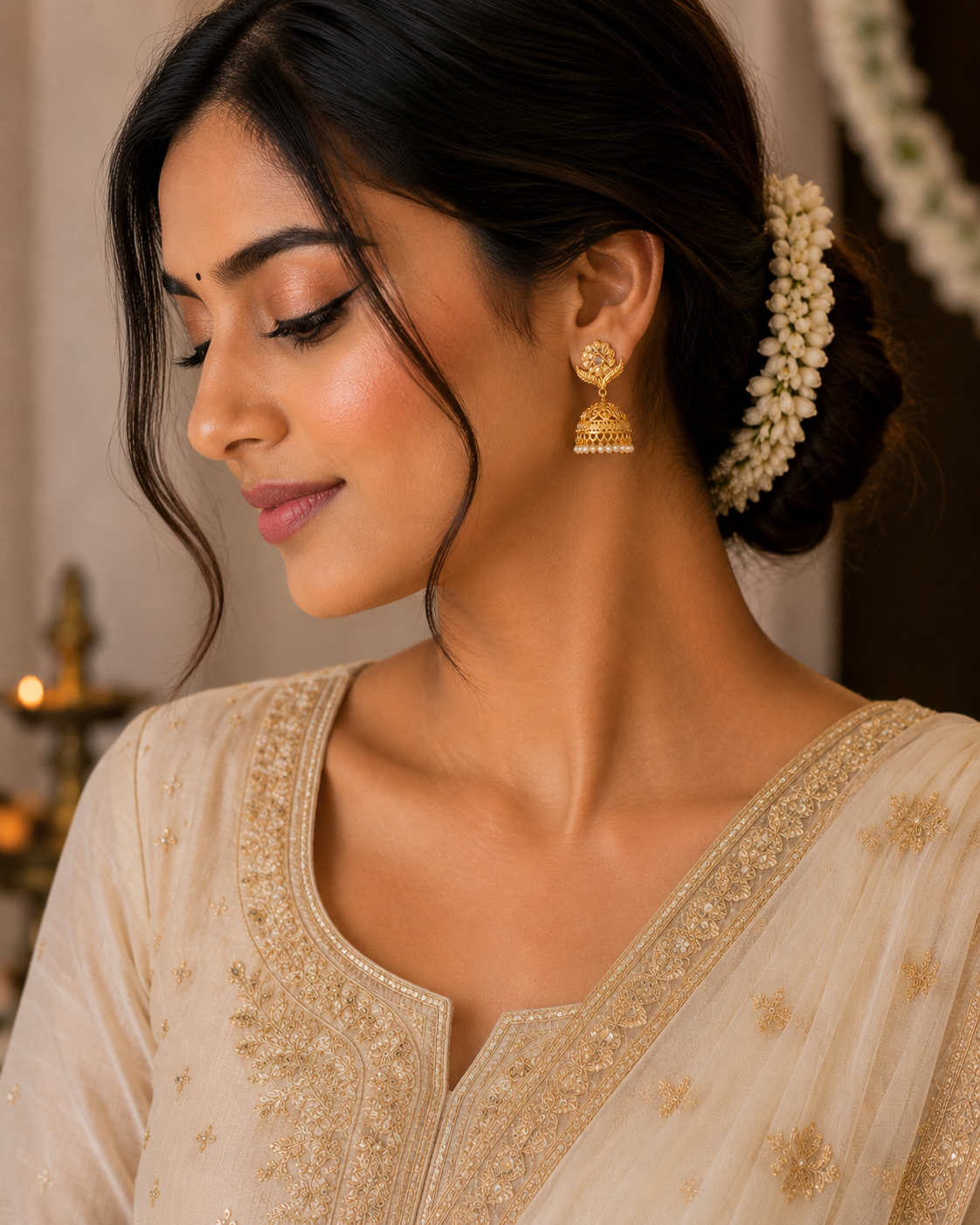 Floral Dome Jhumka Earrings for Women