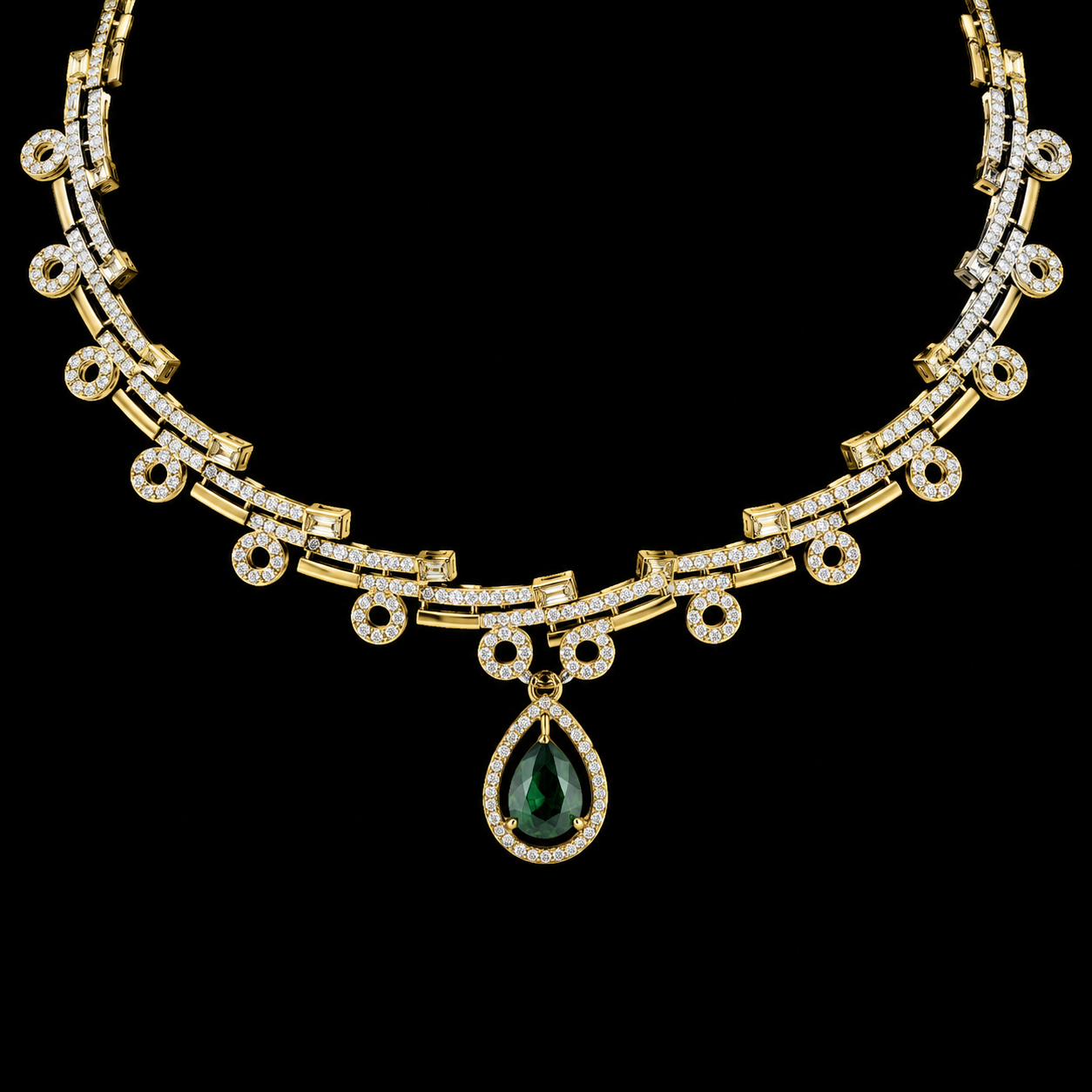 Minimal Green Drop Necklace and Earrings Set for Kids