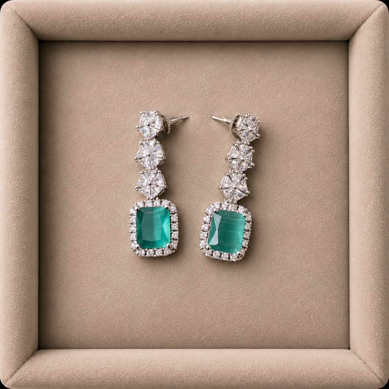 Elegant Emerald Crystal Necklace & Earring Set for Women | Designer Party Wear Jewelry Set