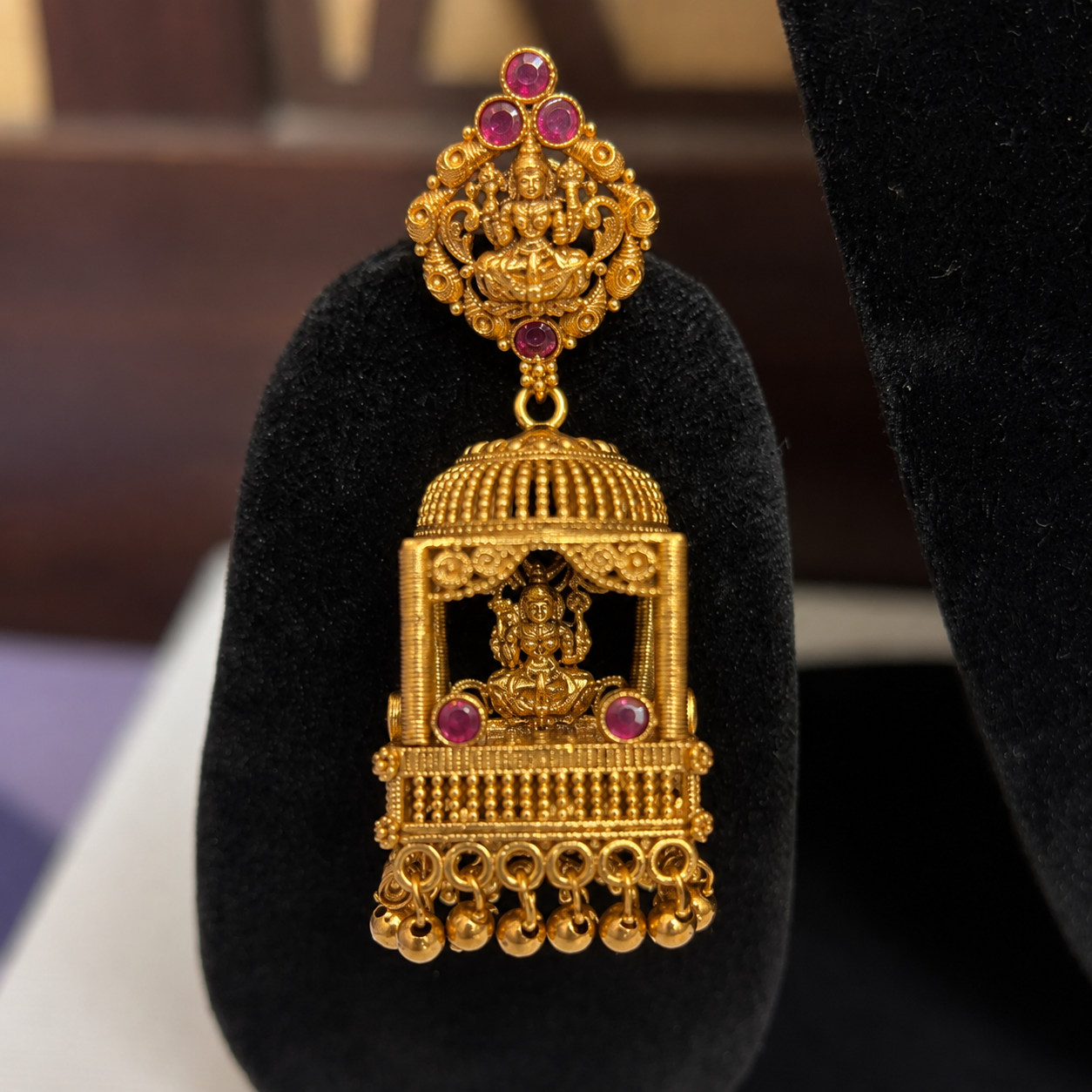 Temple Lakshmi Jhumka Earrings for Women