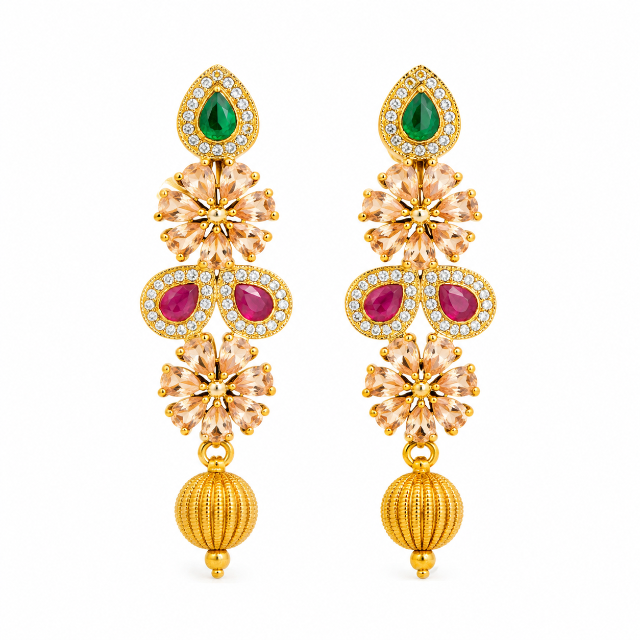 Elegant Multicolor Raindrop Necklace Set with Matching Earrings for Women