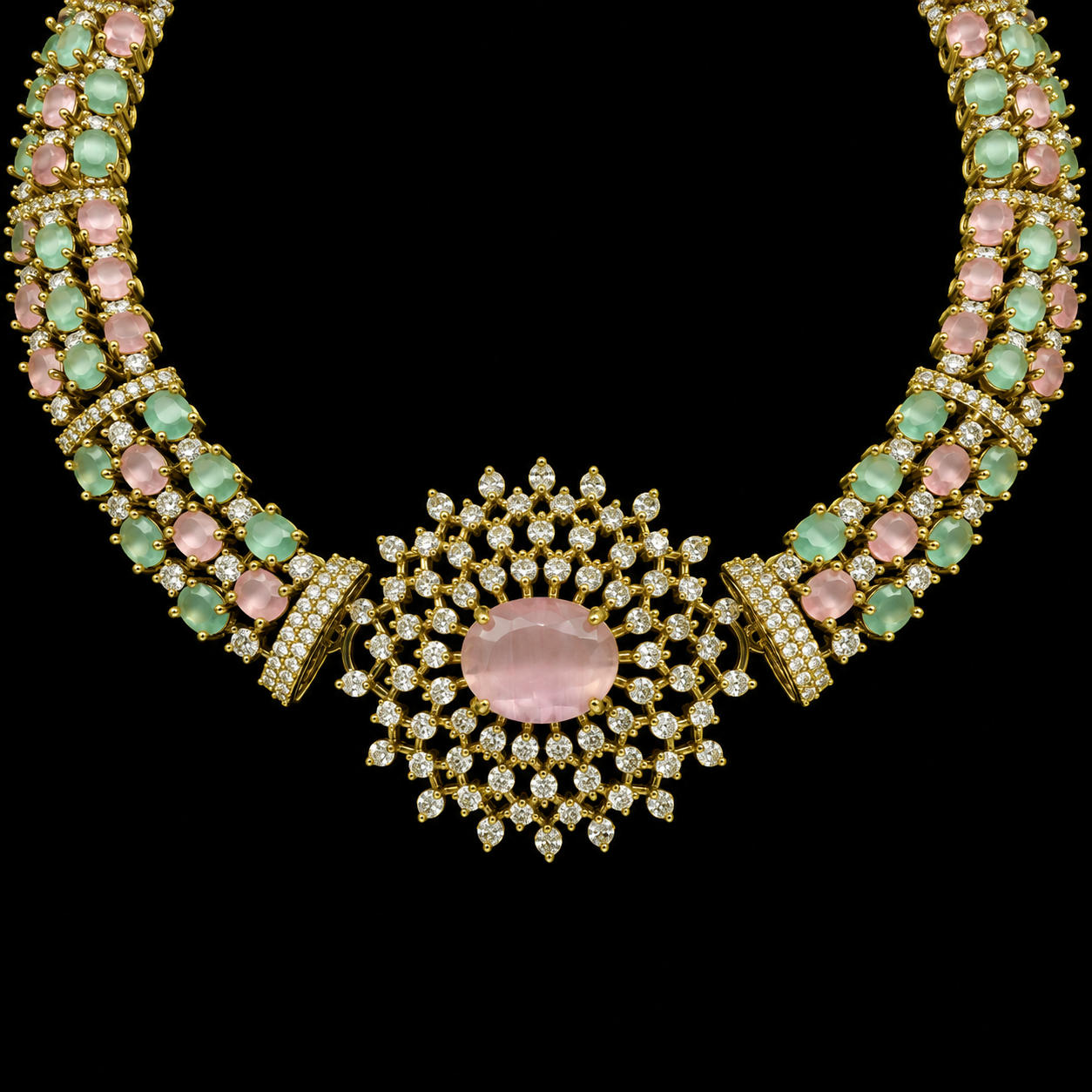 Premium Pink Stone Jewelry Set with Earrings for Women