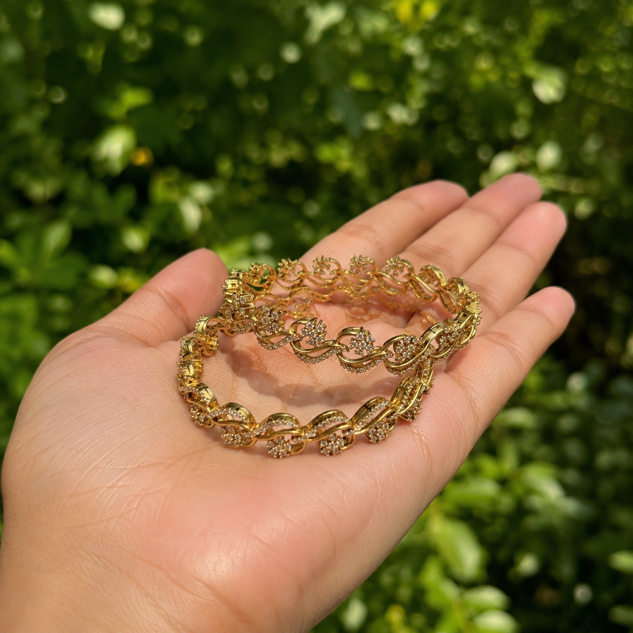 Premium Gold Finish Flower Design Bangle for women