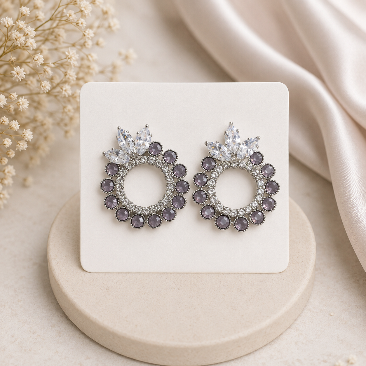 Elegant Crystal Hoop Stud Earrings for Women | Designer Party Wear Earrings