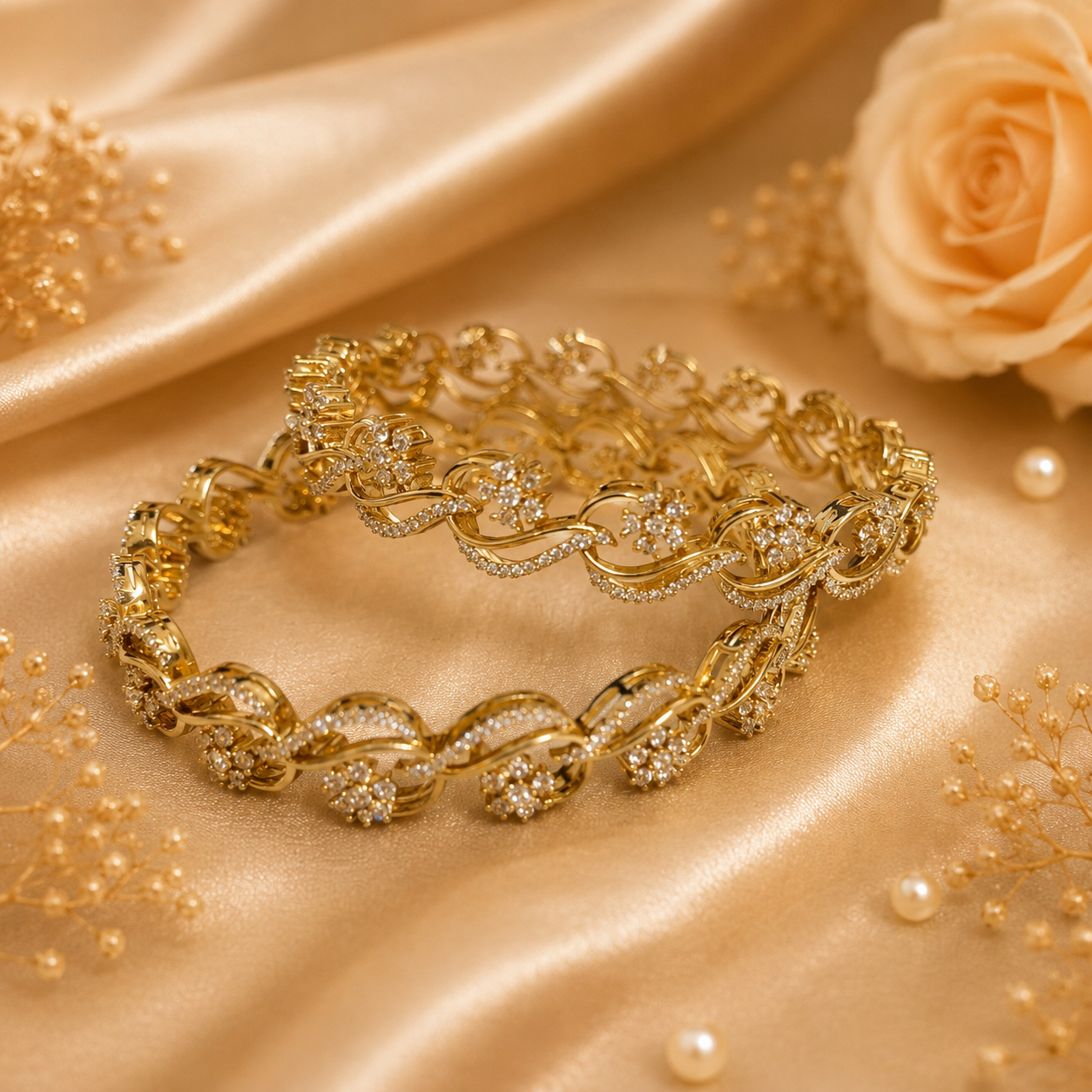 Premium Gold Finish Flower Design Bangle for women