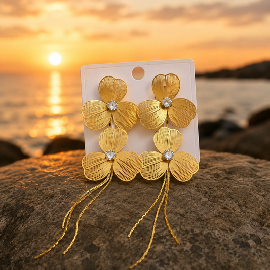 Elegant Floral Tassel Earrings for Women | Designer Statement Party Wear Earrings