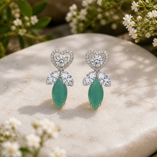 Elegant Heart Crystal Drop Earrings for Women | Stylish Party Wear Earrings