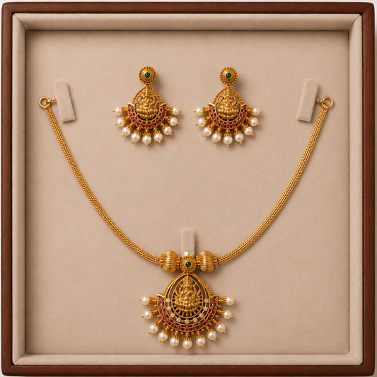 Traditional Temple Jewelry Necklace & Earring Set for Women | Ethnic Bridal Jewelry