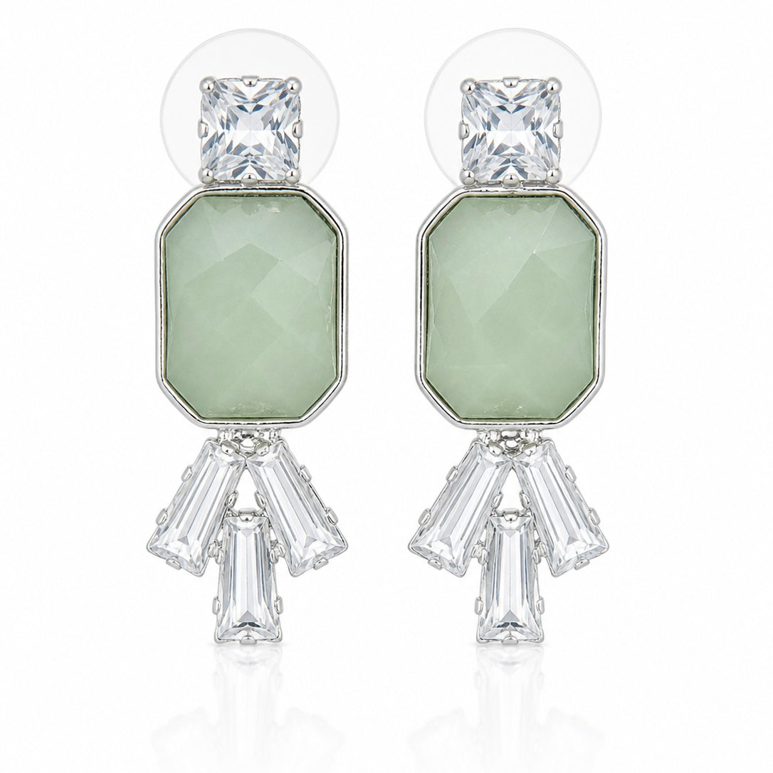 Elegant Geometric Crystal Drop Earrings for Women | Designer Statement Earrings