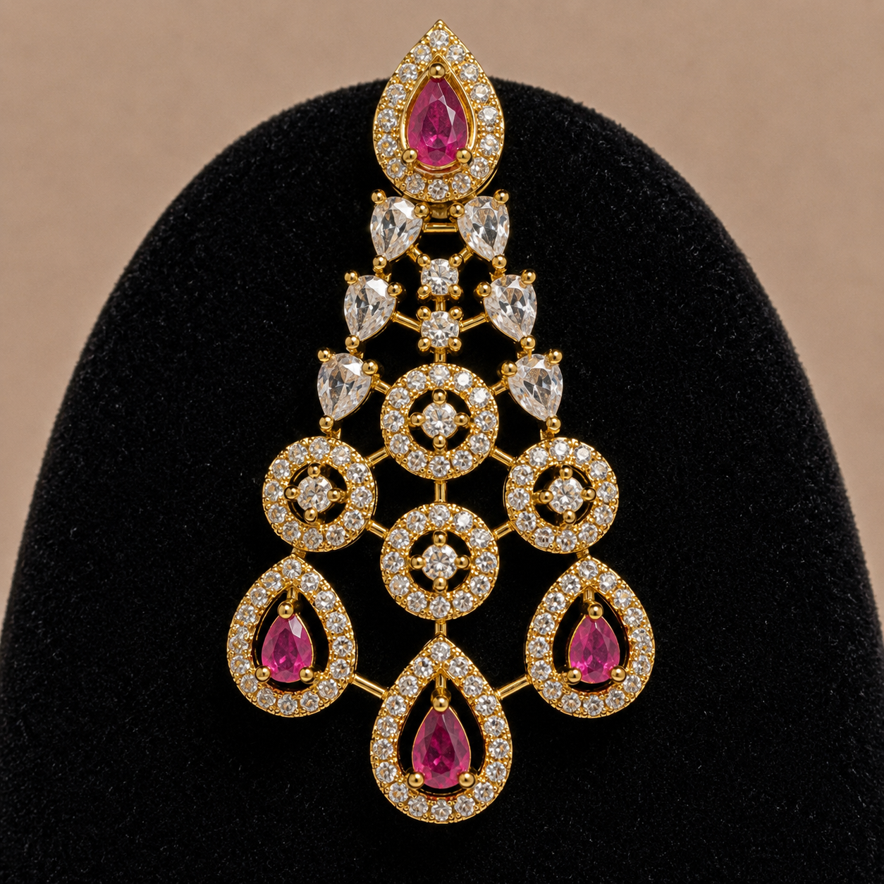 Luxury Ruby Red Necklace and Earrings Set for Women