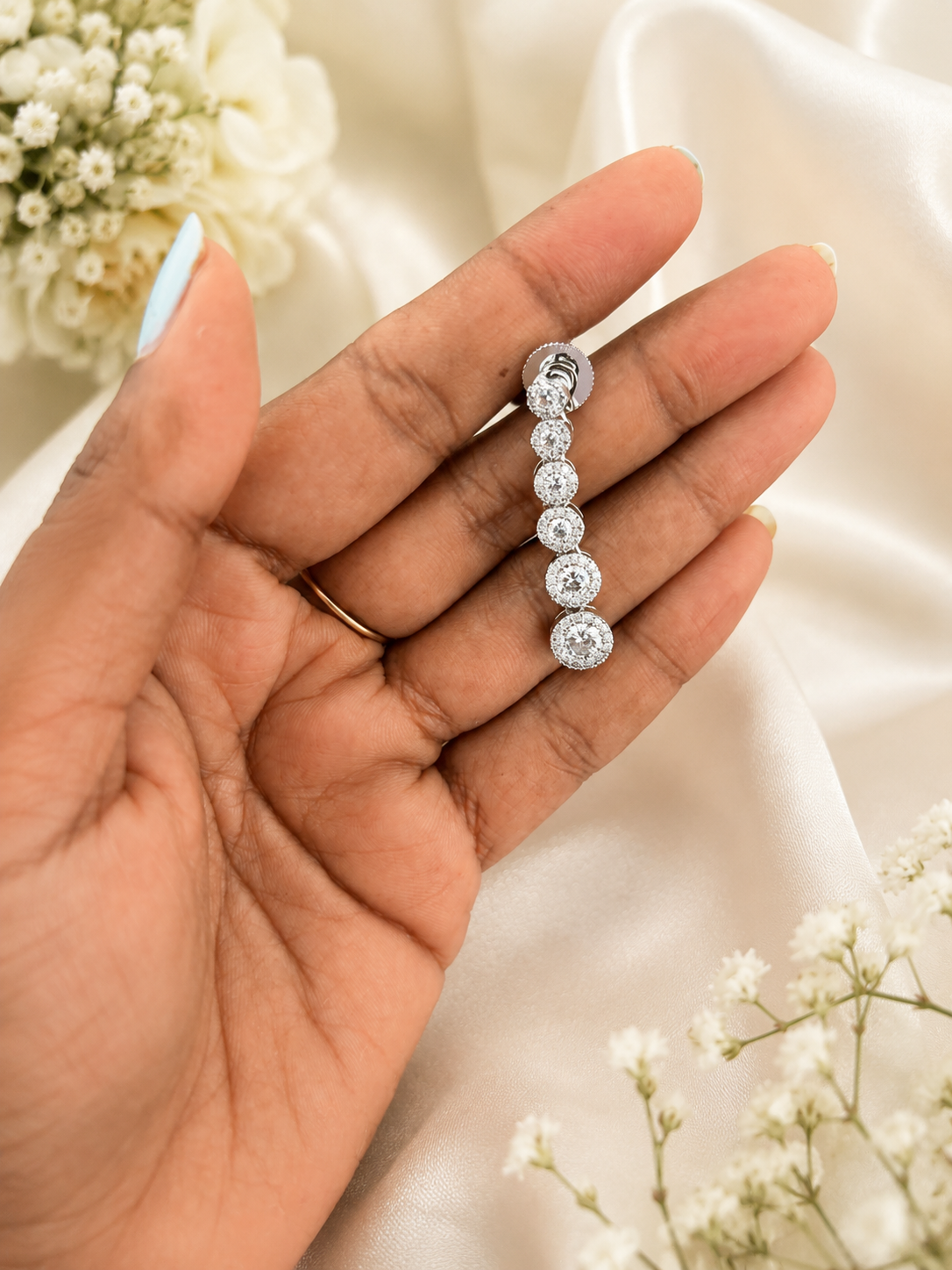 Classic Solitaire Crystal Tennis Necklace Set with Matching Drop Earrings for Women