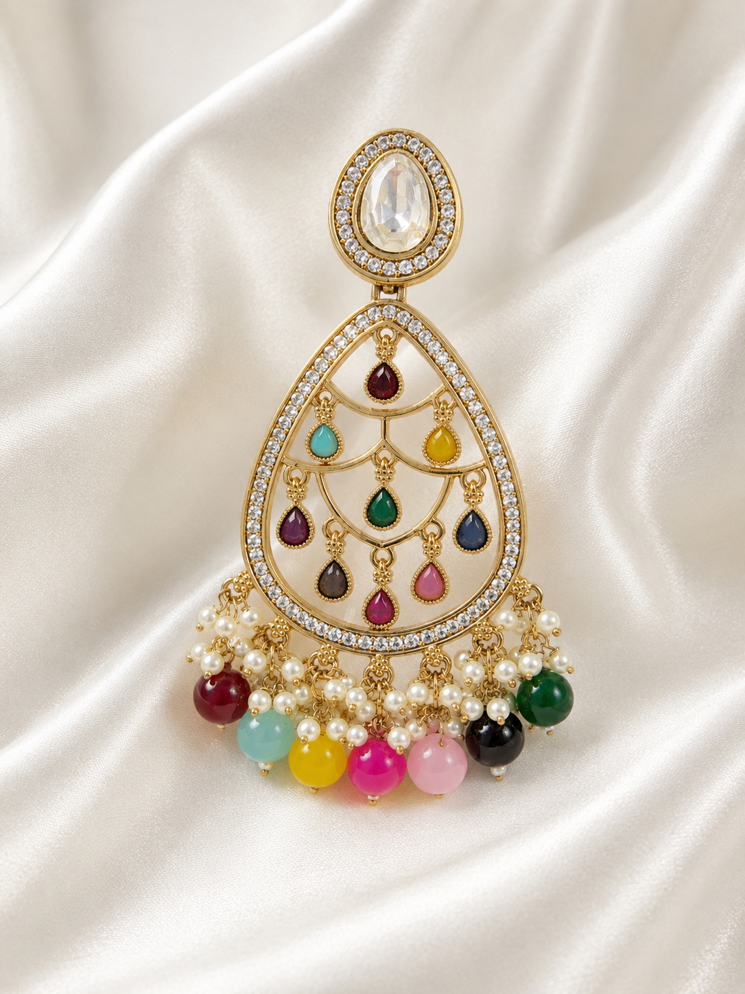 Multicolor Teardrop Chandbali Earring for Women