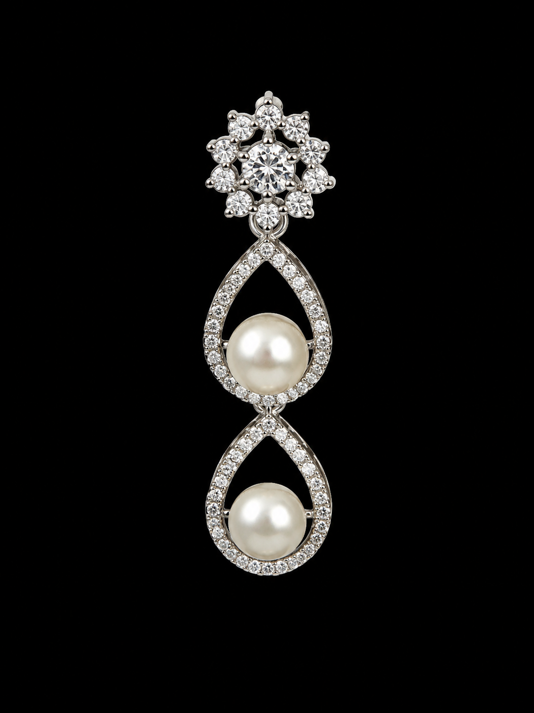 Elegant Pearl & Crystal Necklace Set with Matching Drop Earrings for Women