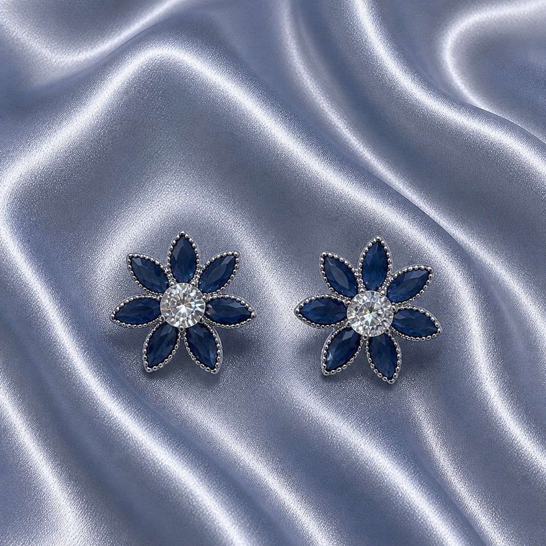 Elegant Floral Crystal Stud Earrings for Women | Stylish Party Wear Earrings