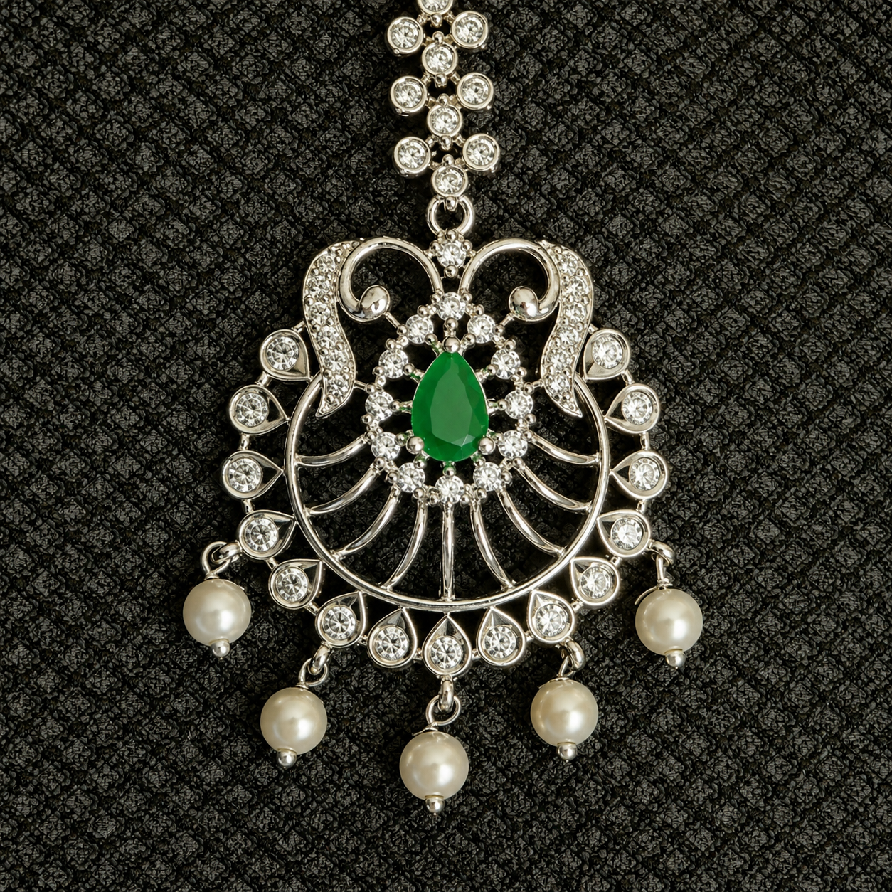 Bridal Long Necklace Set with Maang Tikka & Jhumka Earrings for Women