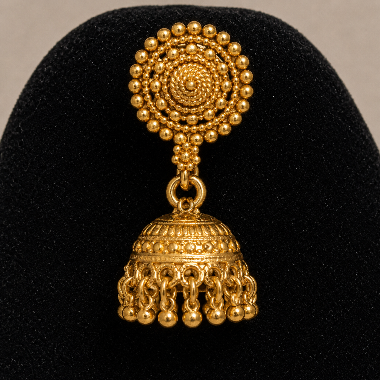 Traditional Gold Bead Necklace with Earring for Women