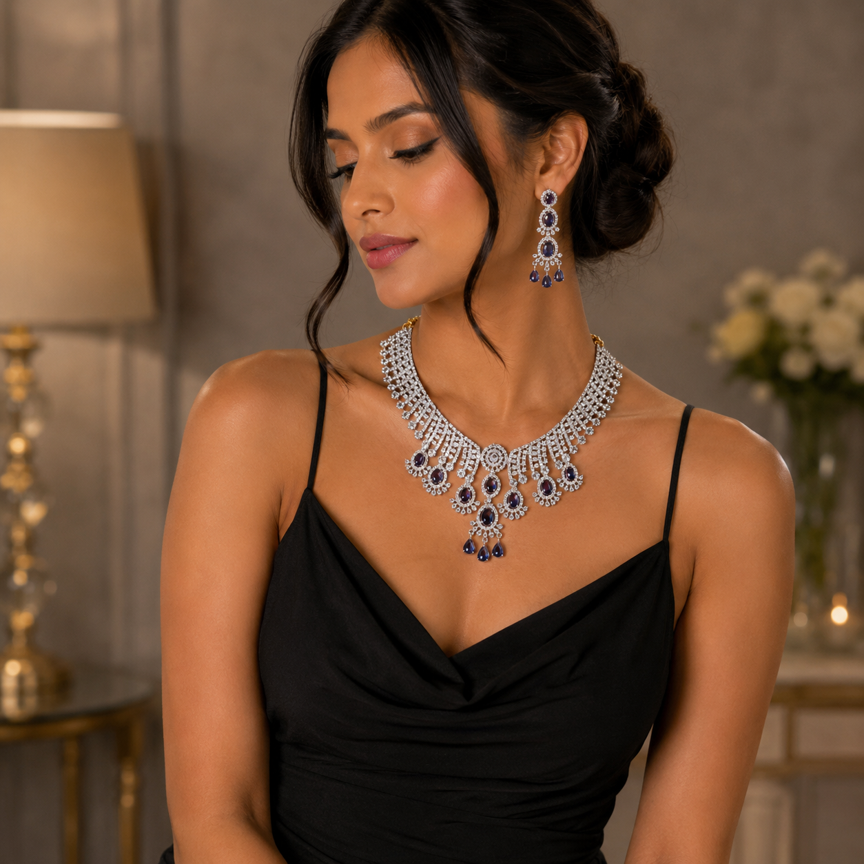 Wedding & Reception Wear Purple Jewelry Set for Women
