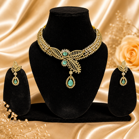 Nature Inspired Leaf Pattern Jewelry Set with Earring for Women
