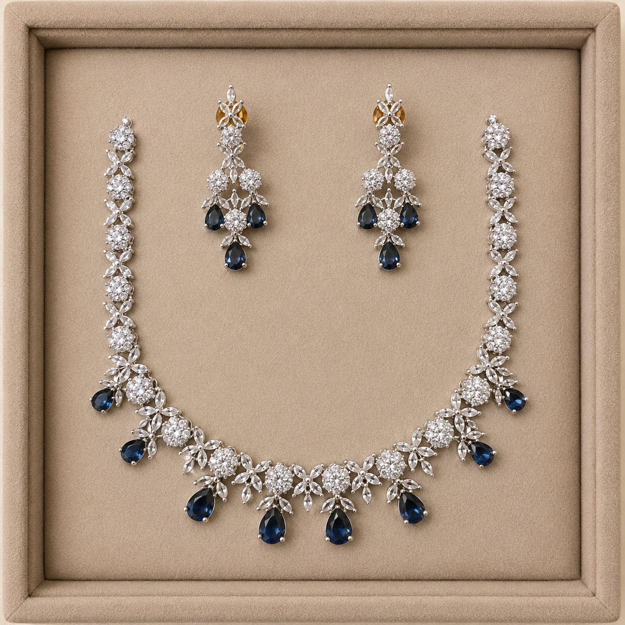Luxury Floral Crystal Necklace & Earring Set for Women | Elegant Party Jewelry Set