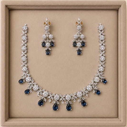 Luxury Floral Crystal Necklace & Earring Set for Women | Elegant Party Jewelry Set