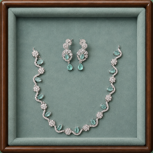 Elegant Crystal Necklace & Earring Set for Women | Designer Party Wear Jewelry Set