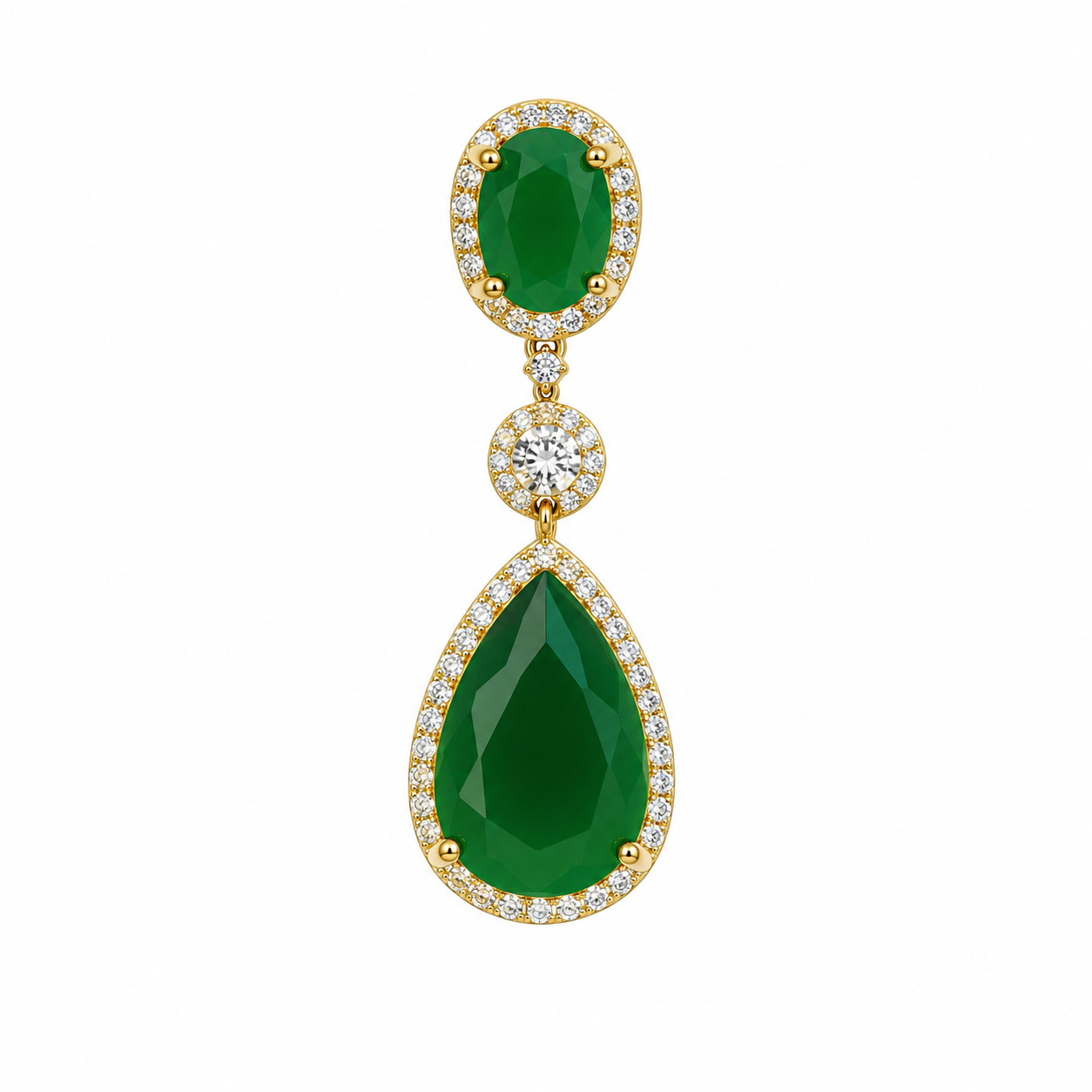 Emerald Green Teardrop Necklace Set with Matching Earrings for Women