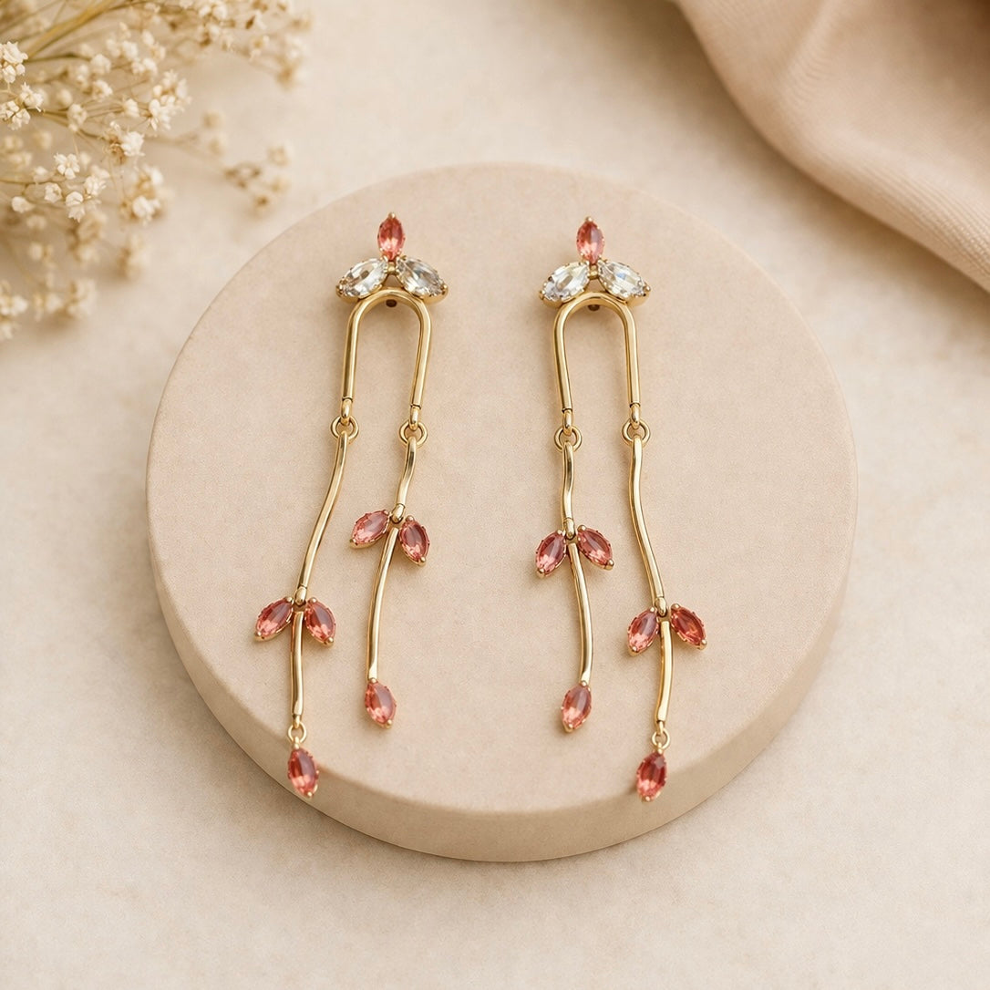 Elegant Floral Vine Drop Earrings for Women | Designer Statement Party Wear Earrings